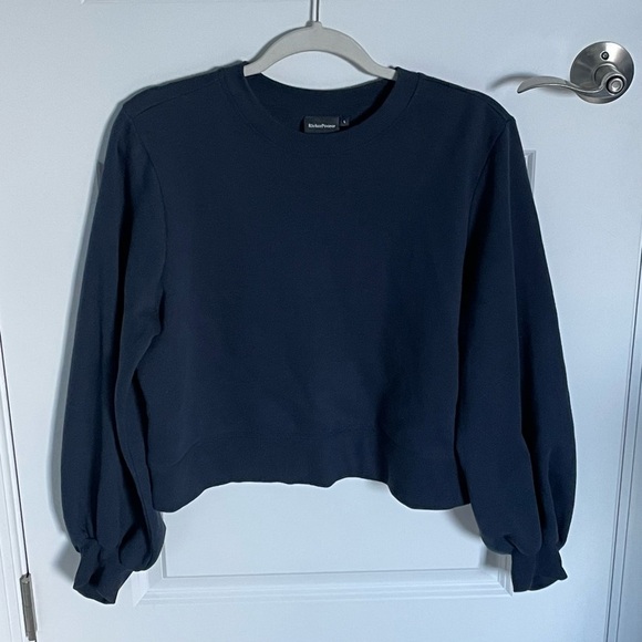Richer Poorer Navy Blue Recycled Fleece Cropped Sweatshirt - 35372 - Picture 5 of 15